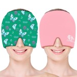 Migraine Relief Cap, Soothing Headache Ice Face Mask Products, Hot and Cold Therapy, Migraine Headache Relief Cap for Migraine, Sinus, Puffy Eyes, Tension, Stress and Hangover (Pink+Green)