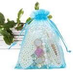 ANZNKU 100 Pack Organza Bags 4x6 Inch, Small Mesh Bag Drawstring Organza Gift Bags for Baby Shower, Party Favors(Lake Blue)