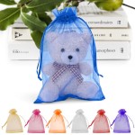 ANZNKU 50 Pack Organza Bags 5x7 Inch, Mesh Bag Drawstring Mesh Gift Bags Jewelry Pouches for Baby Shower, Party Favors(Royal Blue)
