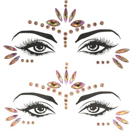 Mermaid Face Gems Stick Jewels for Women Cosplay Mermaid Halloween Club Eye Face Gems Stickers on Rave Party Gift for Kids Eye Face Jewels Temporary Tattoos Festival (Gold)