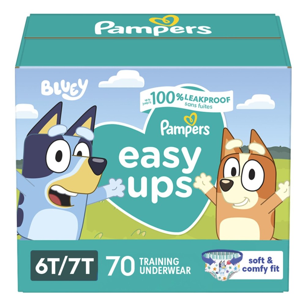 Pampers Training Pants - Easy Ups Boys & Girls Bluey - Size 6T-7T, 70 Count, Children\'s Potty Underwear