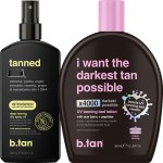 b.tan Tanning Oil & UV Tan Bed Lotion Kit | Best Dark Sun Tanner Bundle - Fast, Tinted, Indoor Outdoor Browning Accelerator Cream & Dark Bronzing Spray, Body Tan Extender, No Suntan Protection