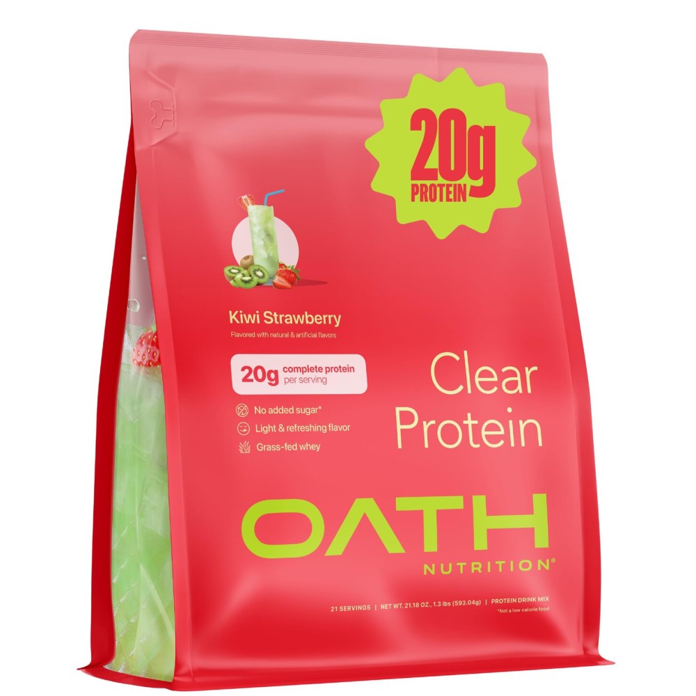 Oath Nutrition Clear Whey Isolate Protein Powder, Kiwi Strawberry, 20g Complete Protein per Serving, No Added Sugar, Grass-Fed, 21 Servings