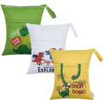 ALVA ALVABABY 3pcs Cloth Diaper Wet Dry Bags Waterproof Reusable with Two Zippered Pockets Travel Beach Pool Daycare Soiled Baby Items Yoga Gym Bag for Swimsuits or Wet Clothes 3L-ZM25A