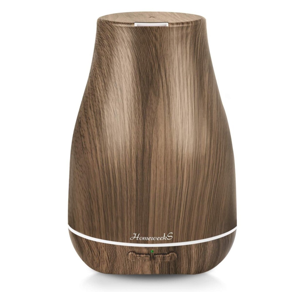 Aromatherapy Essential Oil Diffuser for Room: Air Humidifier Aroma Scent Cool Mist Diffusers Colorful Light Cute Mini Small Waterless Auto Off Ultrasonic for Home Bedroom (Brown Wood Grain)