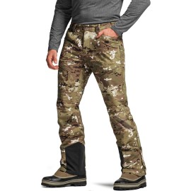 CQR Mens Softshell Fleece Lined Winter Hiking Pants, Water Resistant Insulated Thermal, Outdoor Tactical Warm Snow Ski Pants, Teton Alpha Utility Camo, 30W x 30L