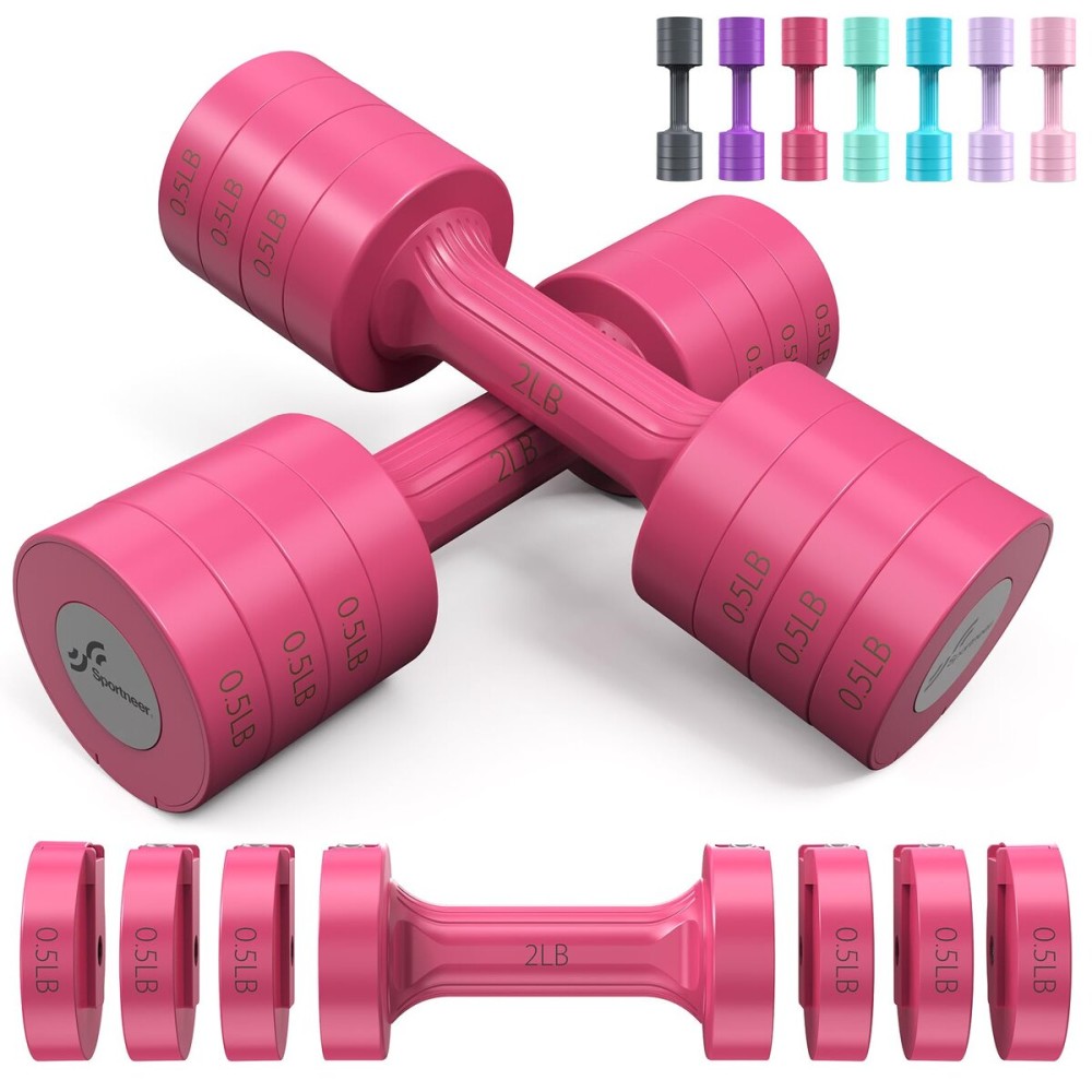 Sportneer Adjustable Dumbbells Hand Weights Set: 5 lb Dumbbell Set of 2 Each 2lb 3lb 4lb 5lb Free Weights Fast Adjust Weight 4 In 1 Weights Dumbbells Set for Women Men Home Gym Exercise Training