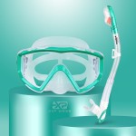 Snorkel Set Pano 3 Window Adult Snorkeling Gear, Professional Snorkel Goggles Anti-Fog Diving Mask, Anti-Leak Swim Goggles and Dry Top Snorkel for Diving, Snorkeling, Swimming (Aqua)