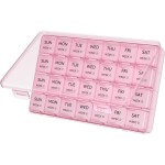 Lifewit Monthly Pill Organizer, 28 Day Pill Box, 4 Weeks One Month Pill Cases, Large Compartments Medicine Organizer for Vitamins, Fish Oils, Supplements, Pink