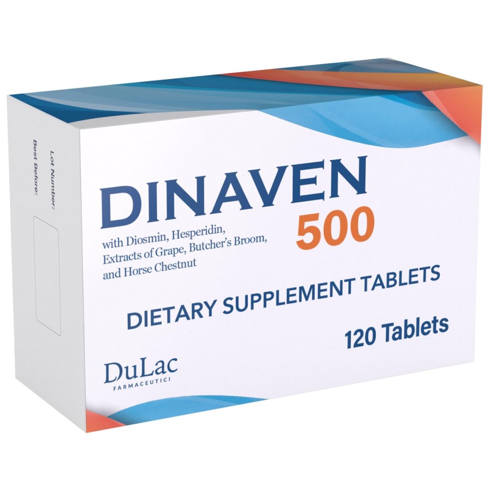 Dulc - Dinaven 500, Diosmin Hesperidin 500mg Dietary Supplement 120 Tablets, Enriched with Butcher\'s Broom, Horse Chestnut Extract and Grape Seed Extract, Made in Italy