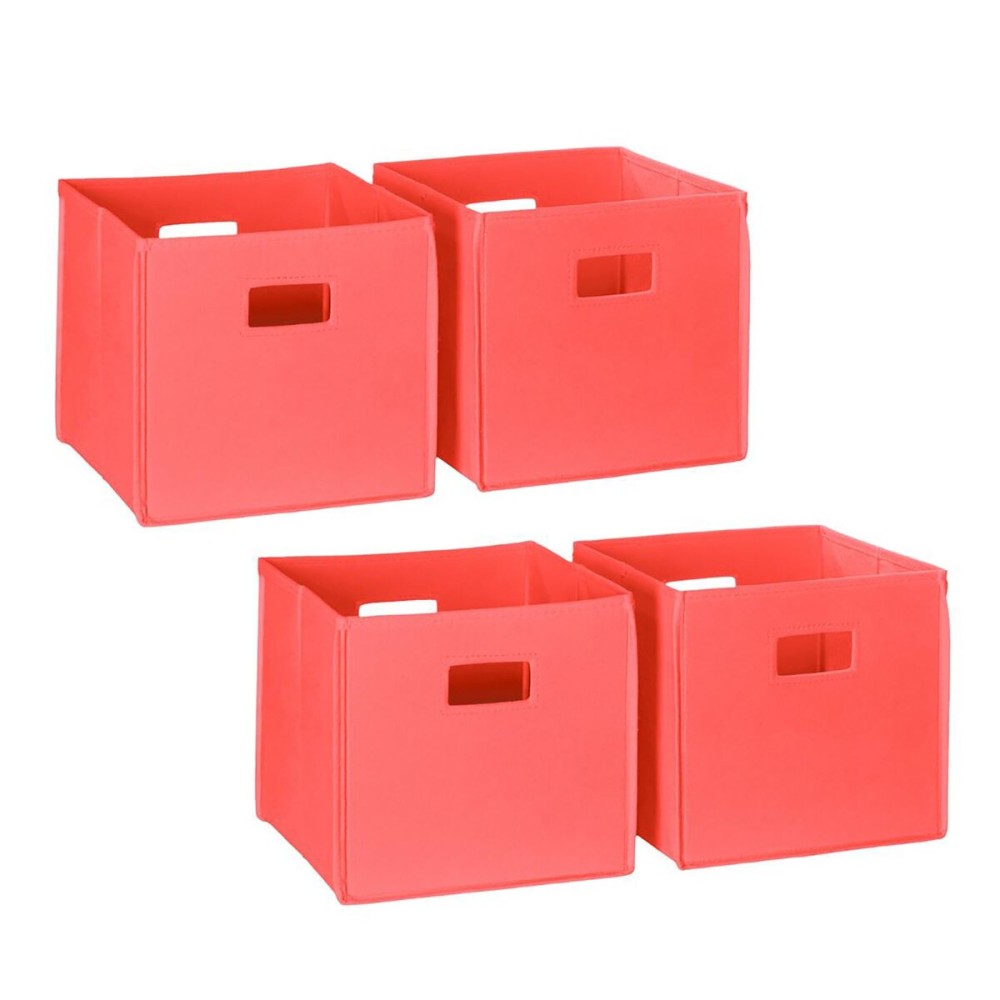 RiverRidge Folding Storage Bins with Handles Coral Cube Storage Organizer for Closet, Bedroom & Playroom - Closet Organizers and Storage Set of 4