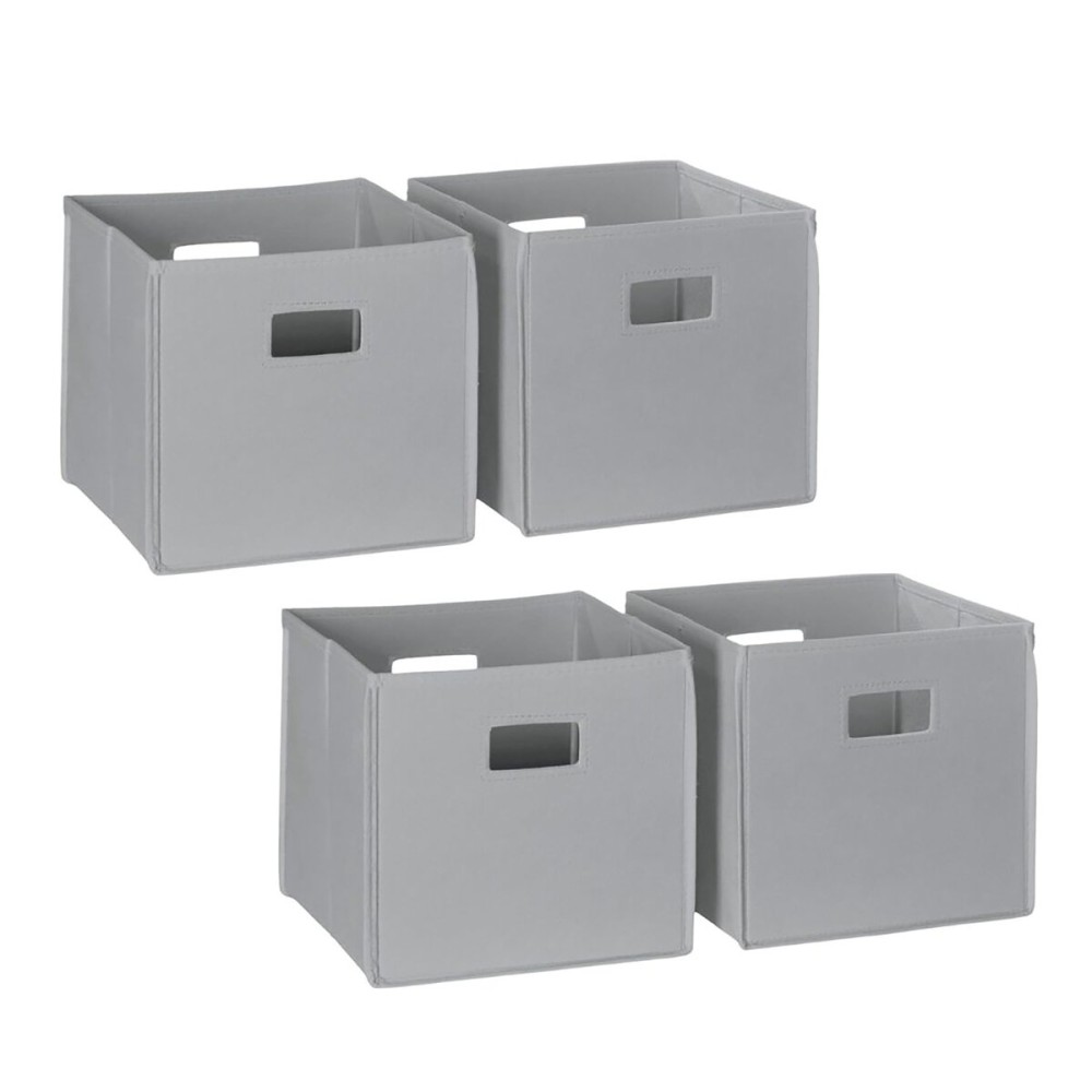 RiverRidge Folding Storage Bins with Handles Gray Cube Storage Organizer for Closet, Bedroom & Playroom - Closet Organizers and Storage Set of 4