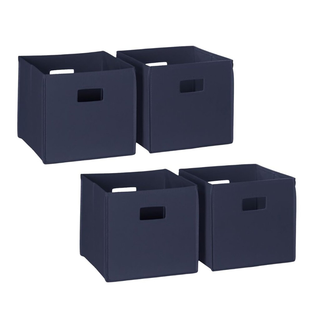 RiverRidge Folding Storage Bins with Handles Navy Cube Storage Organizer for Closet, Bedroom & Playroom - Closet Organizers and Storage Set of 4
