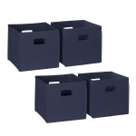 RiverRidge Folding Storage Bins with Handles Navy Cube Storage Organizer for Closet, Bedroom & Playroom - Closet Organizers and Storage Set of 4