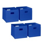 RiverRidge Folding Storage Bins with Handles Blue Cube Storage Organizer for Closet, Bedroom & Playroom - Closet Organizers and Storage Set of 4