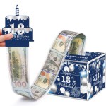 Meiidoshine 18th Birthday Money Box for Cash Gift, Surprise Pull Out Money Gift Box with 50Pcs Transparent Bags - Fun Ways to Give Cash as A 18th Birthday Gift for Girls Boys