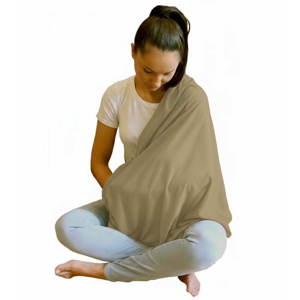 Nursing Covers for Breastfeeding, Soft Infinity Scarf Shawl Cover Up - Lightweight, Breathable Privacy Nursing Wrap in Light Brown