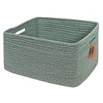 COMFY-HOMI Cotton Rope Woven Basket with Handles for Shelves,Toys,Book, Cloth Storage Baskets for Organizing-17 x 13 x 7.5 Toy Decorative Organizer for Living Room, Bathroom Green