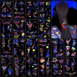 20 Sheets Neon Glow Party Tattoos for Kids, Adult, Teens, Luminous Temporary Tattoos under Neon UV Black Light, Glow in the Dark Party Supplies, Rave Accessories, Gift Ideas & Birthday Decorations