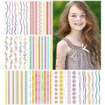 Glitter Tattoos 8 Sheets 54 Arm Band Temporary Tattoos for Adult Teens Kids, Glitter Makeup Tattoo for Girls and Women, Flash Girls Birthday Party Decorations Supplies, Sparkle Party Accessories