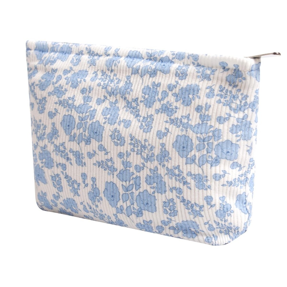 Cosmetic Bags for Women - Corduroy Cosmetic Bag Aesthetic Women Handbags Purses Smile Dots Makeup Organizer Storage Makeup Bag Girls Case Bags (Flowers-Orchid)