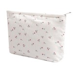 Cosmetic Bags for Women - Corduroy Cosmetic Bag Aesthetic Women Handbags Purses Smile Dots Makeup Organizer Storage Makeup Bag Girls Case Bags (Flowers-Cherry)