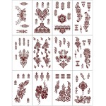 Henna Tattoo 12 Sheets Red Brown Henna Temporary Tattoos for Women and Teen Girl, Waterproof Realistic Mehndi Fake Tattoos for Wedding Beach Rave Festival Party Makeup Body Paint Parties Friends etc