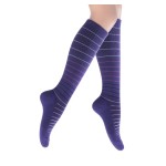 SocksLane Cotton Compression Socks for Women & Men. 15-20 mmHg Support Knee-High Amethyst Stripes M/L