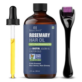 Botanic Hearth Rosemary Hair Oil 2 fl oz | With Derma Roller & Glass Bottle | Hair Growth Oil for Stronger, Thicker Hair | Lightweight, Non-Sticky Formula | Pack in Monocarton