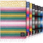 Hydration Nation Authentic Large Handwoven Mexican Striped Throw Blanket - Soft, Durable, Eco-Friendly - 70x50 - Sunshine