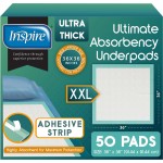 Inspire Extra Large Super Absorbent Disposable Bed Pads for Chronic Incontinence Ultra Thick and Absorbent Bed Pads Disposable Adult | Pee Pads for Adults (36 X 36 Pack of 50 W/ Adhesive)