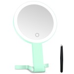 MIYADIVA Lighted Makeup Mirror, 30X Magnifying Mirror with Light, Hanging and Handheld Mirror with Handle, Green