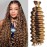 Human Braiding Hair for Boho Braids 4/27 Highlight Ombre Deep Wave Bulk Human Hair 110g 18 Inch Curly Wave Honey Blonde Human Hair Extensions No Weft 2 Bundles/Pack