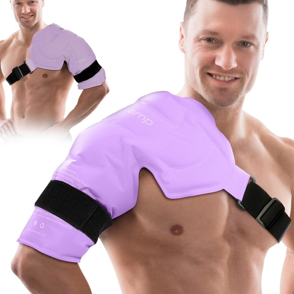 Comfytemp Shoulder Ice Pack Rotator Cuff Cold Therapy, FSA Wearables HSA Approved, Ice Packs for Injuries Reusable, Instant Compression for Shoulder Pain Relief, Surgery Recovery Gifts (Large), Purple