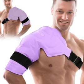 Comfytemp Shoulder Ice Pack Rotator Cuff Cold Therapy, FSA Wearables HSA Approved, Ice Packs for Injuries Reusable, Instant Compression for Shoulder Pain Relief, Surgery Recovery Gifts (Large), Purple