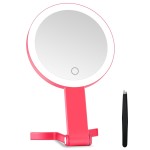 MIYADIVA Lighted Makeup Mirror, 30X Magnifying Mirror with Light, Hanging and Handheld Mirror with Handle, Red