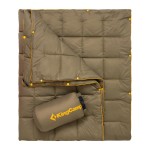 KingCamp Ultralight Camping Blanket, Packable Down Alternative Puffy Wearable Blankets Weatherproof Warm Package Quilt with Snap Buttons for Outdoor Hiking Travel Picnic Stadium (69 L x 53, Olive)