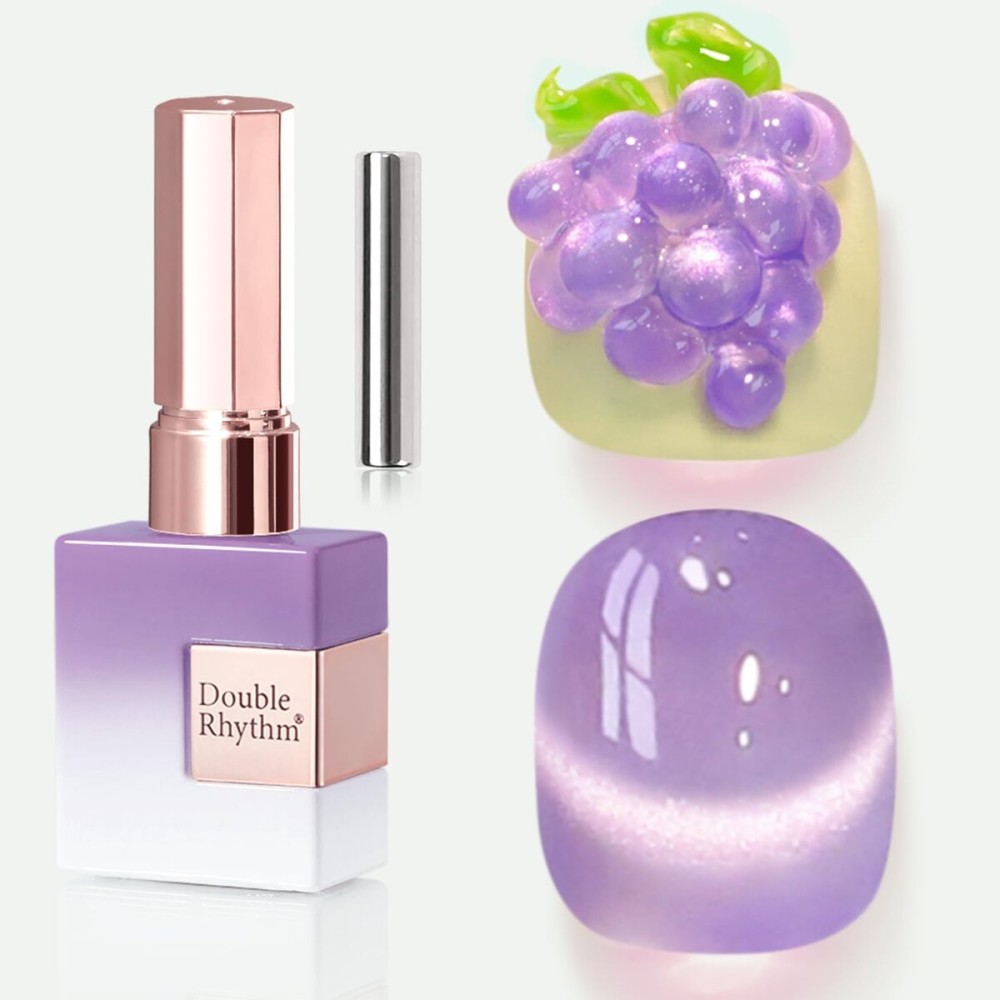 Double Rhythm 0.5 OZ Cat Eye Gel Polish with Magnet 15ML Holographic Glitter Shimmer Translucent Jelly Color Magnetic Nail Polish Salon DIY at Home (Lavender-MC1210)
