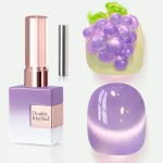 Double Rhythm 0.5 OZ Cat Eye Gel Polish with Magnet 15ML Holographic Glitter Shimmer Translucent Jelly Color Magnetic Nail Polish Salon DIY at Home (Lavender-MC1210)