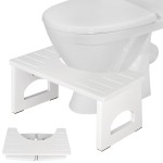 Foldable Toilet Stool, 7.5 Inch Poop Stool for Bathroom, Bamboo Toilet Stool Squat Adult, Collapsible Squatting Potty Stool with Non-Slip Strip - Improve Squatting Posture and Comfort, White