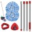 Spin Mop Handle Mop Heads and Base Replacement Sets Compatible with O Cedar EasyWring Rinseclean 2 Tank System, Flexible & Reusable(1 Sets Stainless Steel Handle & 2 Refills & 1 Base & 1 Scrub Brush)