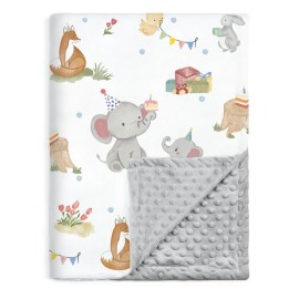 BORITAR Baby Blanket for Unisex Boys Girls, Super Soft Nursery Minky Fabric with Woodland Animal Party Front and Dotted Fleece Backing for Toddler Stroller Crib Shower Gifts, 30 x 40 Inch