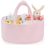 Maliton Baby Diaper Caddy Organizer, Cotton Rope Diaper Caddy Basket, Large Storage Basket for Newborn Boys and Girls, Gift for Baby Shower List, Newborn Essentials