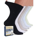 Pembrook Ribbed Knit Bamboo Viscose Diabetic Socks for Women - 6 Pairs | Crew Neuropathy Socks | Confetti Design