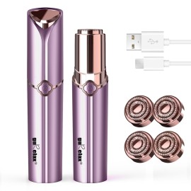 Facial Hair Removal for Women, Ladies Face Shaver(Rechargeable) for Chin Upper Lip Neck Armpits, Included 4 Replacement Heads, with a Velvet Storage Pouch