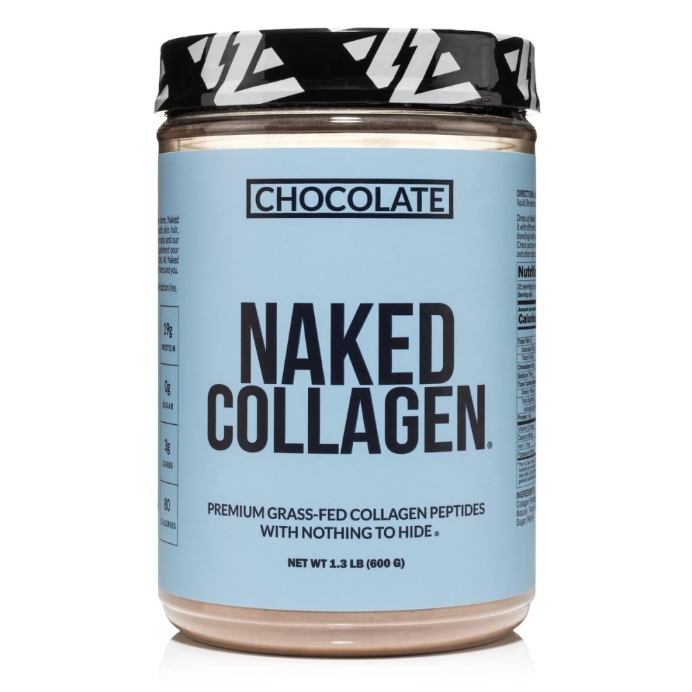 NAKED Chocolate Collagen Peptides Protein Powder, 24 Servings, Pasture-Raised, Grass-Fed Hydrolyzed Collagen Supplement, Paleo Friendly, Non-GMO, Keto, Gluten Free, 20oz