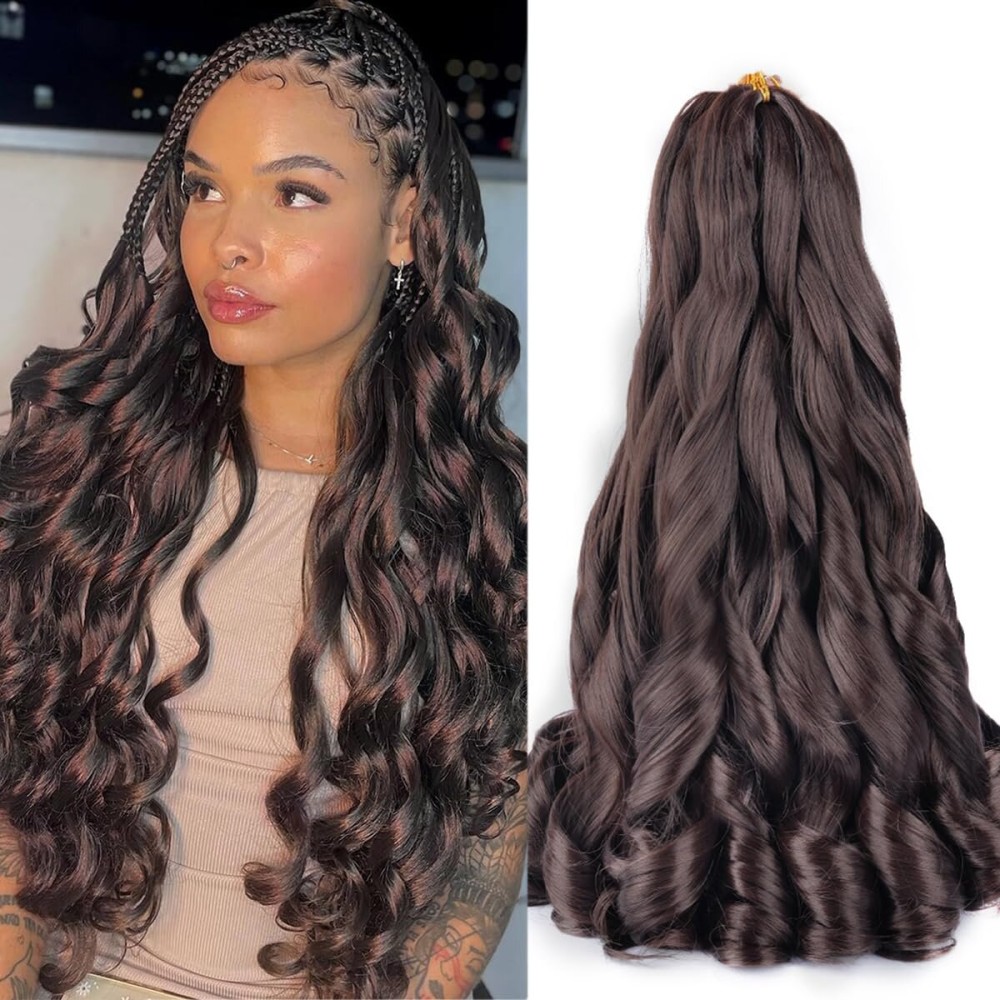 French Curl Braiding Hair 18 Inch Soft Bouncy Braiding Hair Pre Stretched Loose Wave 90g/pack Yaki Crochet Hair for Black Women Hair Extensions for Braids (18 inch 6 packs, 4)