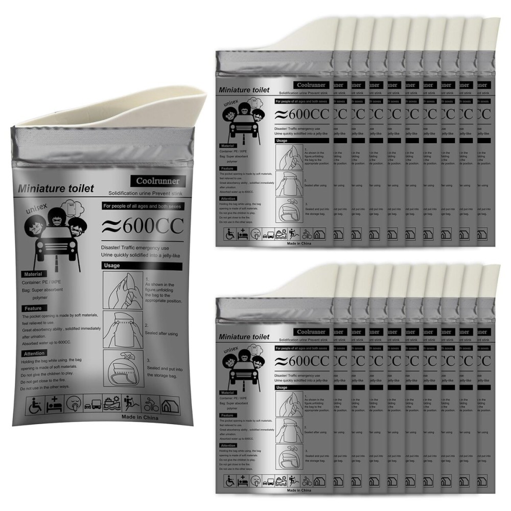 Coolrunner Disposable Urine Bags, 50 Pack Camping Pee Bags for Men Women, Disposable Urinals Vomit Bags for Travel Urinal Toilet Traffic Jam Emergency Portable Toilet for Kids, Patient