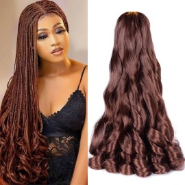 French Curly Braiding Hair 18 Inch 6 Packs Pre Stretched Bouncy Braiding Hair Loose Wavy Crochet Hair Synthetic Hair Extensions for Black Women (18 inch 6 packs, 33)