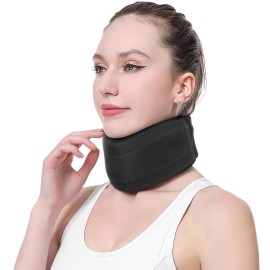 CozyHealth Neck Brace for Neck Pain and Support, Soft Neck Support Relieves Pain & Pressure in Spine for Women & Men, Wrap Align Stabilize Vertebrae Foam Cervical Collar for Sleeping (Black, M, 3.5 Middle Height)